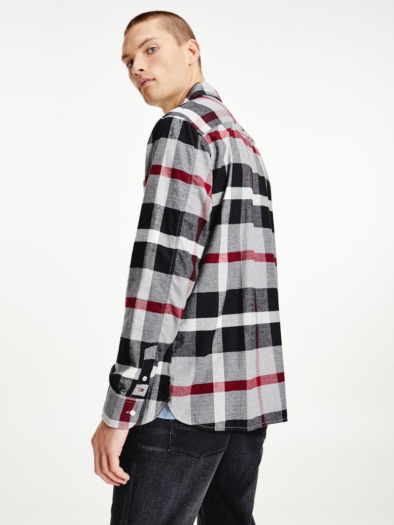 Férfi Tommy Hilfiger Check print overshirt Ingek Fekete Színes | HU 1020UZG